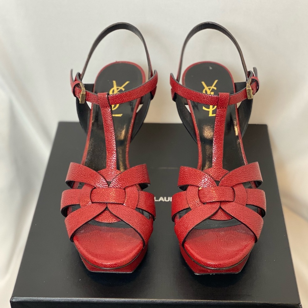 YSL Tribute 75 Sandal in Red size 39 caviar leather